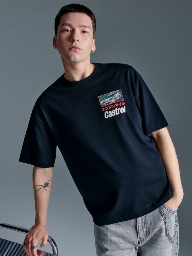 Tricou cu imprimeu Castrol Culoare negru - HOUSE - 889IY-99X