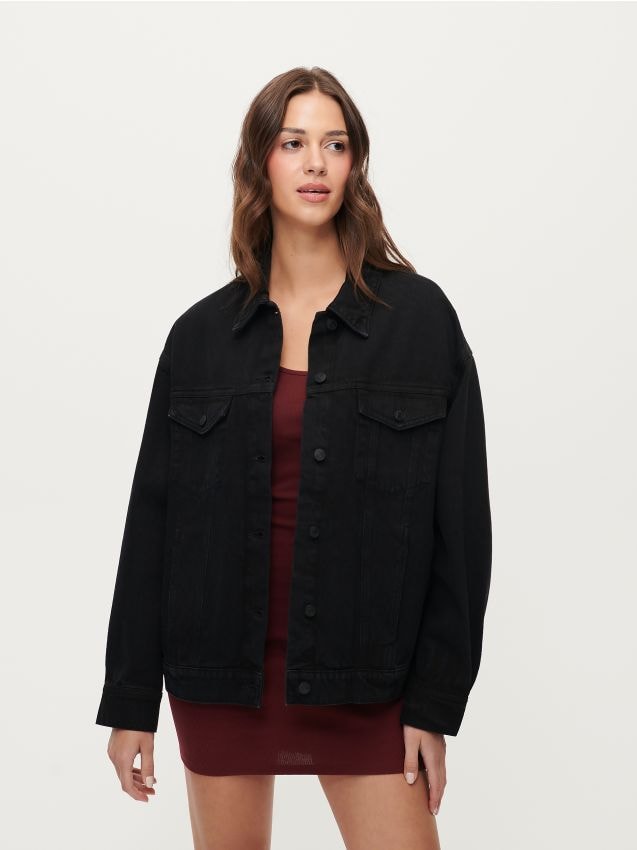 Oversize džinsinis švarkas Spalva juoda - HOUSE - 8993U-99J