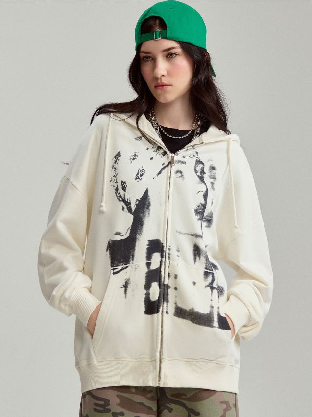 ど*ら様 house on the hill / Sweatshirt 110 Худі на блискавці Billie Eilish Колір кремовий - HOUSE - 903FH-01X