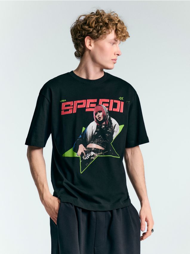 Tricou cu imprimeu Lisa Alterego Speedi Culoare negru - HOUSE