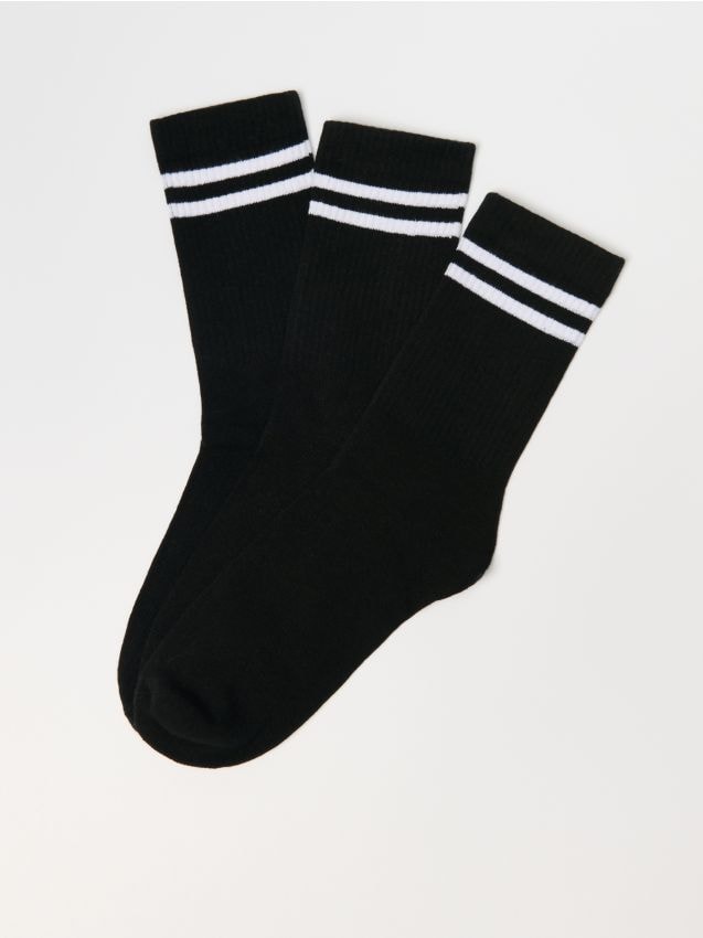 新品あり　HATER アナログ4枚セット　Swedish indie pop Czarne długie skarpetki z paskami 3-pak - HOUSE - 919CP-MLC