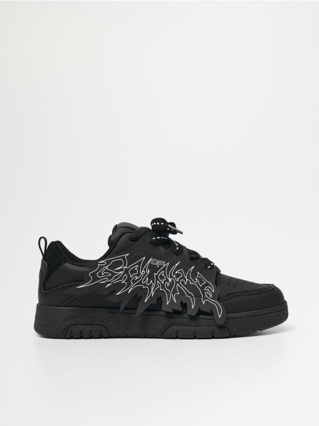 Czarne sneakersy z imitacji skóry - HOUSE - 933DL-99X