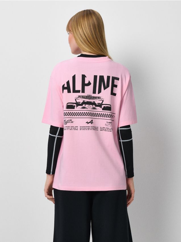 house on the hill Tシャツ　pink Różowa koszulka z nadrukiem Alpine - HOUSE - 943GT-03X