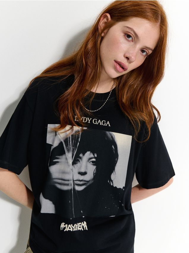 Tricou loose fit Lady Gaga Culoare negru - HOUSE - 945IQ-99X