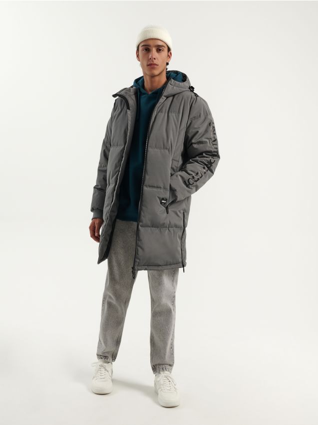 Cappotto trapuntato con cappuccio - grigio scuro - HOUSE