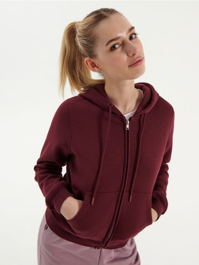 Felpa con zip e cappuccio Basic bordeaux - maroon - HOUSE