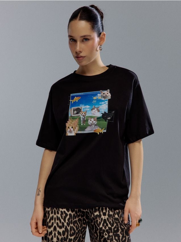 Tricou cu imprimeu Culoare negru - HOUSE - 985IV-99X